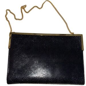 Susan Gail Real Snakeskin black Audrey Hepburn vintage bag purse